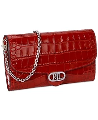 Lauren Ralph Adair Croc-Embossed Leather Small Crossbody