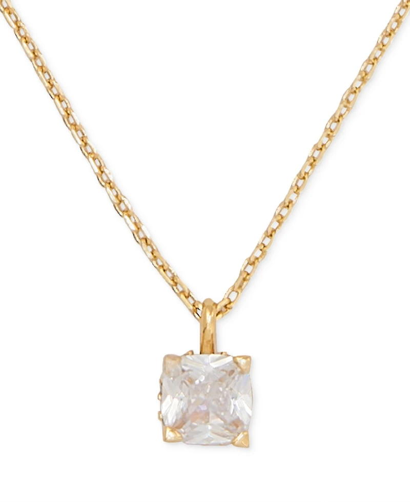 kate spade new york Cubic Zirconia Square Pendant Necklace, 16" + 3" extender
