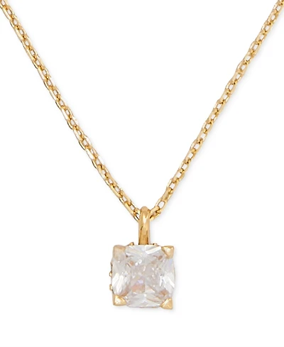 kate spade new york Cubic Zirconia Square Pendant Necklace, 16" + 3" extender