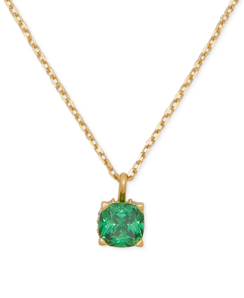 kate spade new york Cubic Zirconia Square Pendant Necklace, 16" + 3" extender