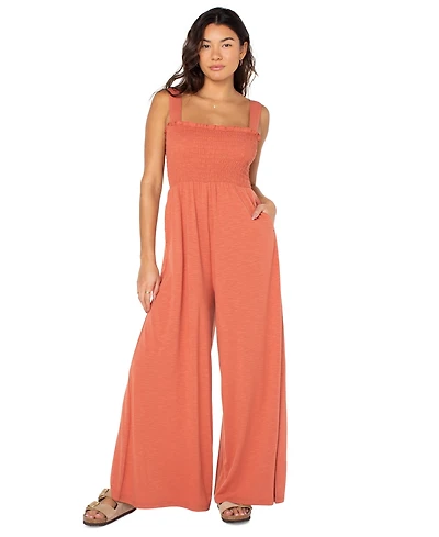 Roxy Just Passing By Smocked Jumpsuit