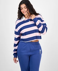 Love Tribe Juniors' Cropped Snoopy Rugby Shirt
