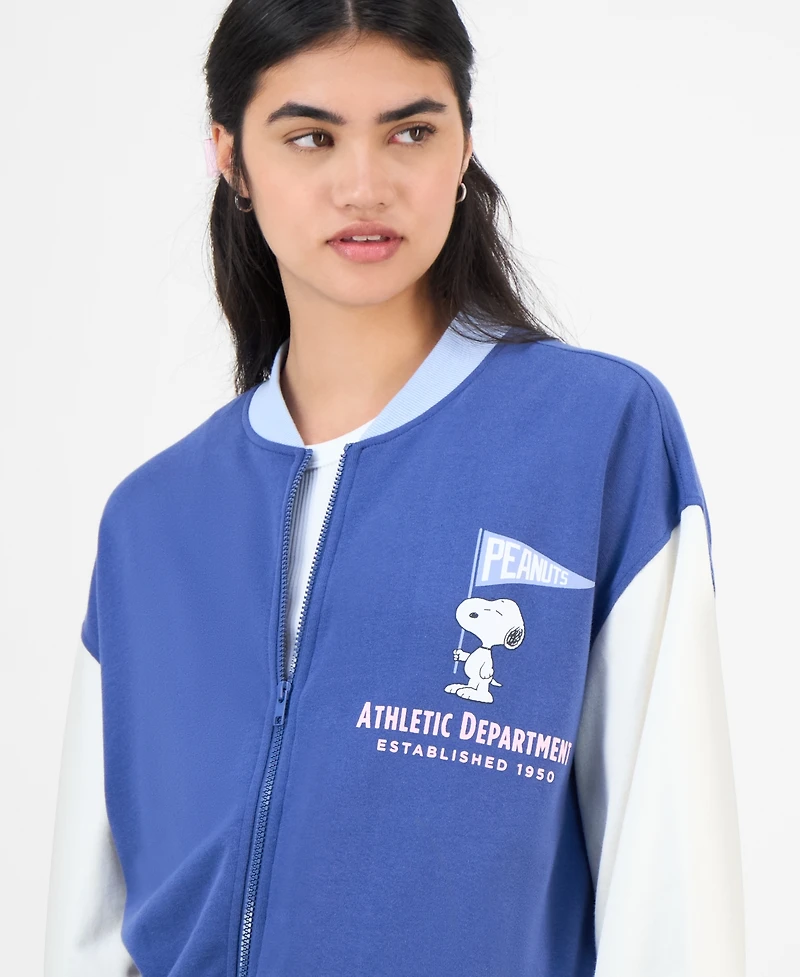Love Tribe Juniors' Peanuts Fleece Bomber Jacket