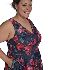 Eliza J Plus Sleeveless Embroidered Fit & Flare Dress