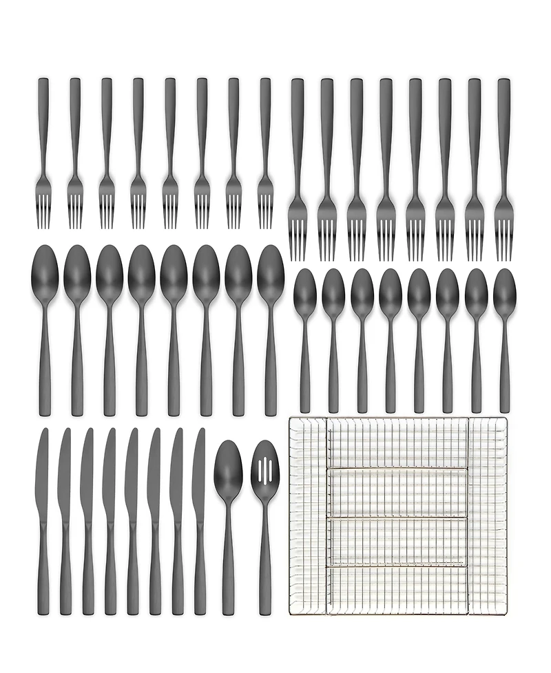 Ornative Kaede 42-Pc. Flatware Set with Wire Caddy, Service for 8