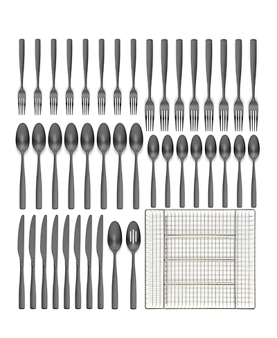 Ornative Kaede 42-Pc. Flatware Set with Wire Caddy, Service for 8