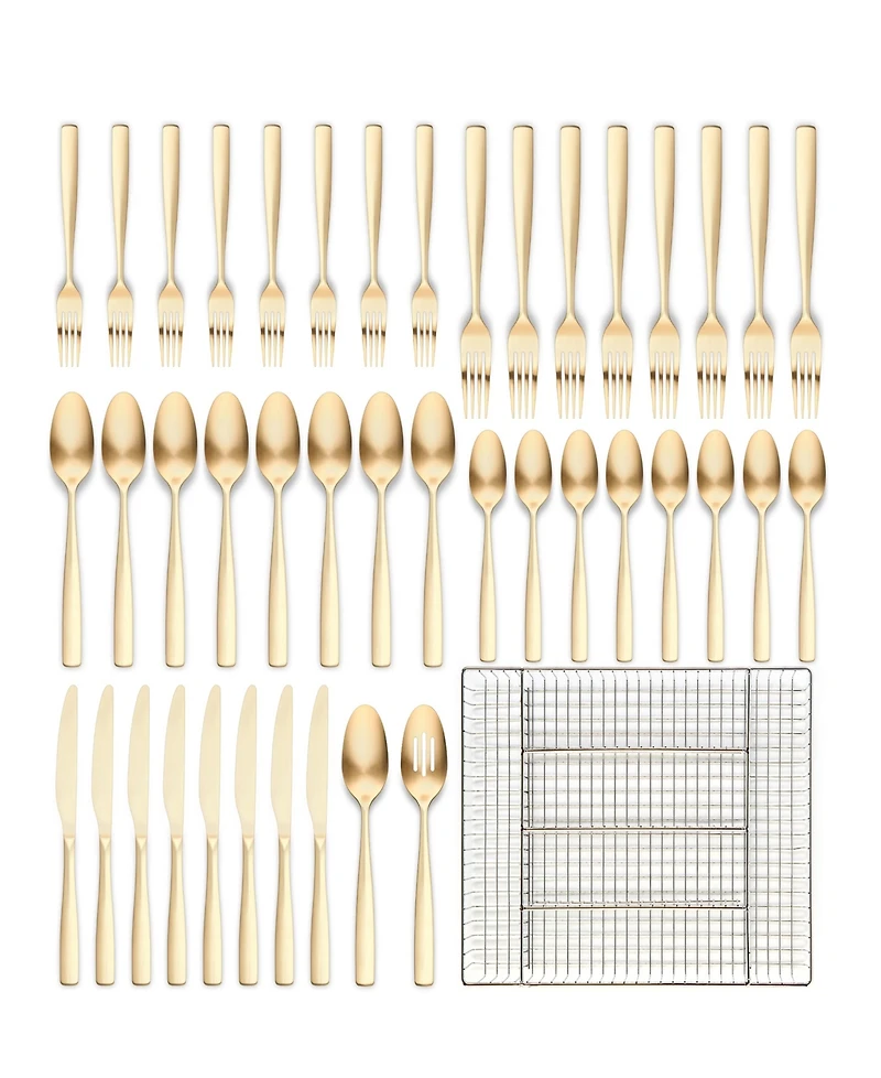 Ornative Kaede 42-Pc. Flatware Set with Wire Caddy, Service for 8