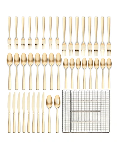 Ornative Kaede 42-Pc. Flatware Set with Wire Caddy, Service for 8