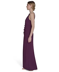 Eliza J Petite Scuba Crepe Halter Side-Tuck Gown