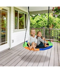 Gymax 40'' Flying Saucer Tree Swing Outdoor Play Set w/ Adjustable Ropes