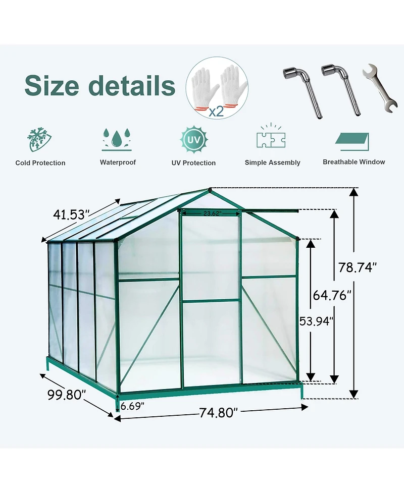 Mondawe 6'x8' Heavy Duty Polycarbonate Greenhouse for Backyard