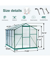 Mondawe 6'x8' Heavy Duty Polycarbonate Greenhouse for Backyard