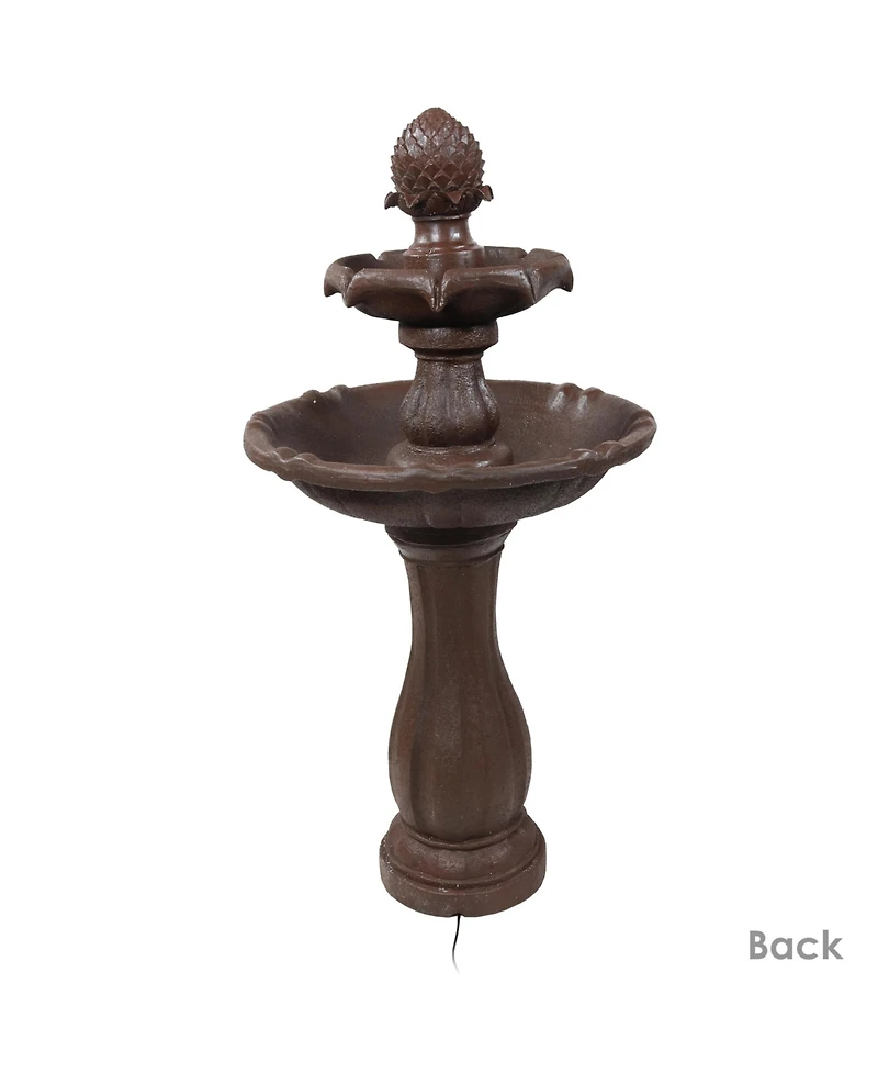 Sunnydaze Decor 46" H Outdoor 2-Tier Pineapple Solar Water Fountain with Battery Backup