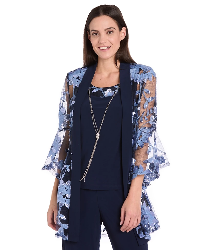 R & M Richards Petite Floral Jacket, Tank Top Pants Set