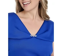 Jessica Howard Plus Cape-Sleeve Scuba Gown