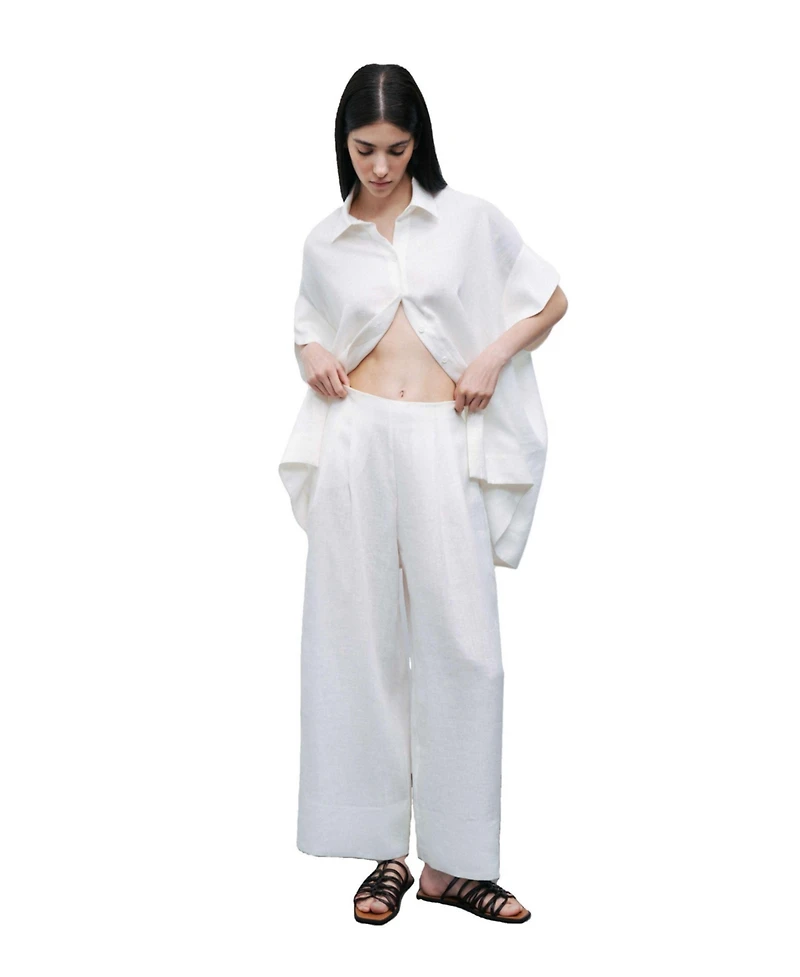 Nocturne Women's Linen Double Leg Pants