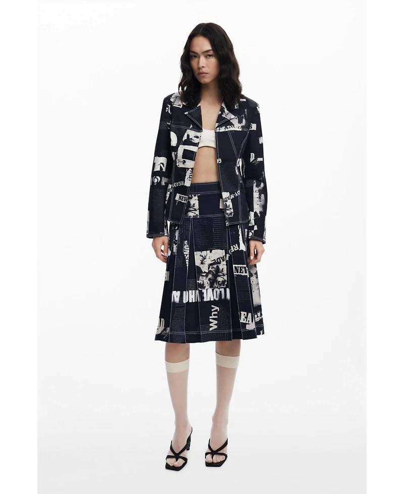 Desigual Women's Midi skirt with newspaper pleats