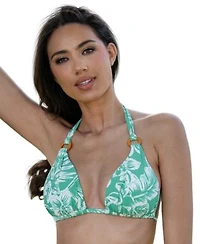 La Blanca Womens Batiki Halter Bikini Top Batiki Shirred Side Hipster Bikini Bottoms