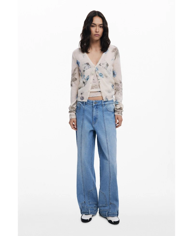 Desigual Women's Straight jeans with inverted effect