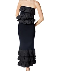 endless rose Women's Mixed Media Strapless Fitted Maxi Dress