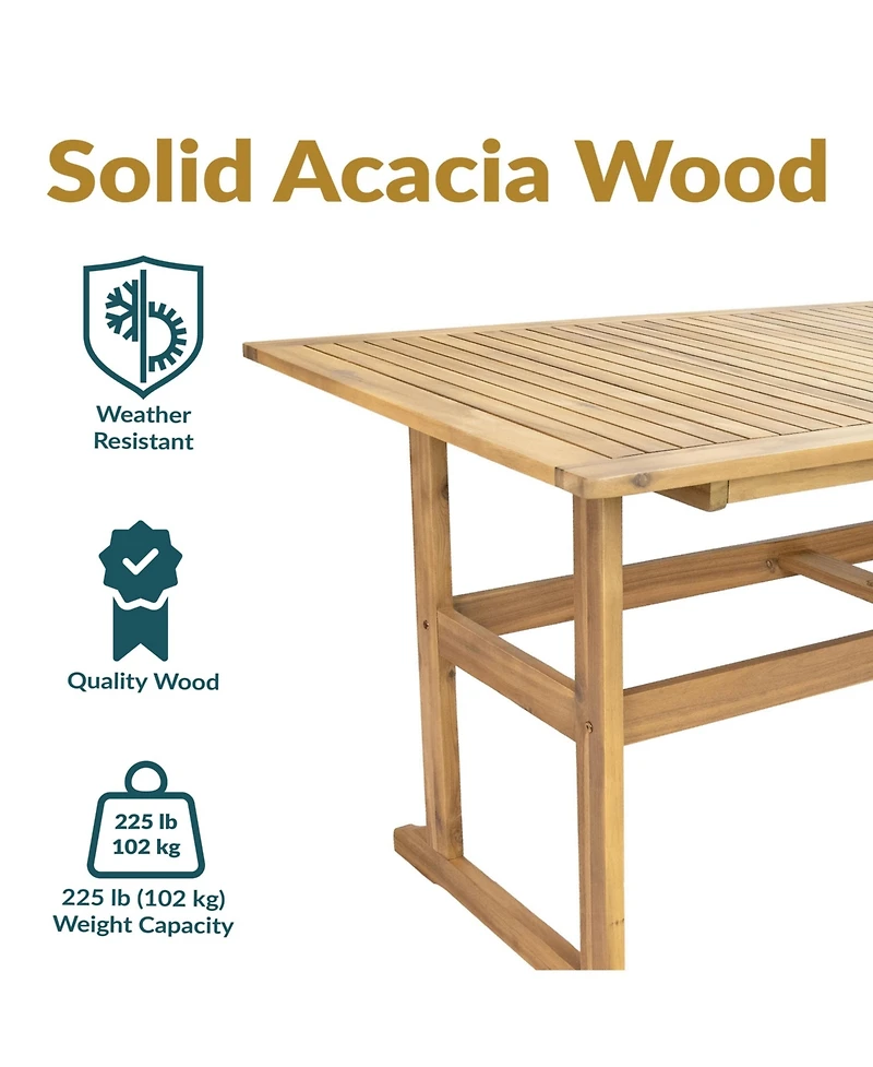 Sunnydaze Decor Hatteras Acacia Wood Outdoor Dining Table with Natural Oil Finish - 57"