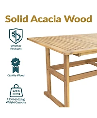 Sunnydaze Decor Hatteras Acacia Wood Outdoor Dining Table with Natural Oil Finish - 57"