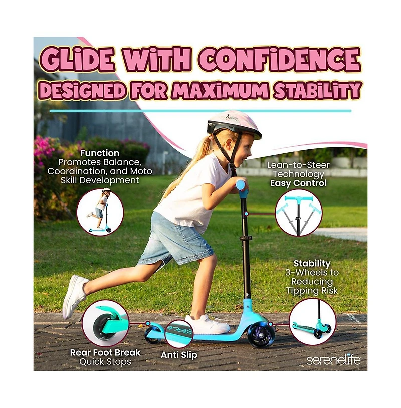 3-Wheel Foldable Kids Scooter - Child Toy Scooter with Built-in Led Wheel Lights