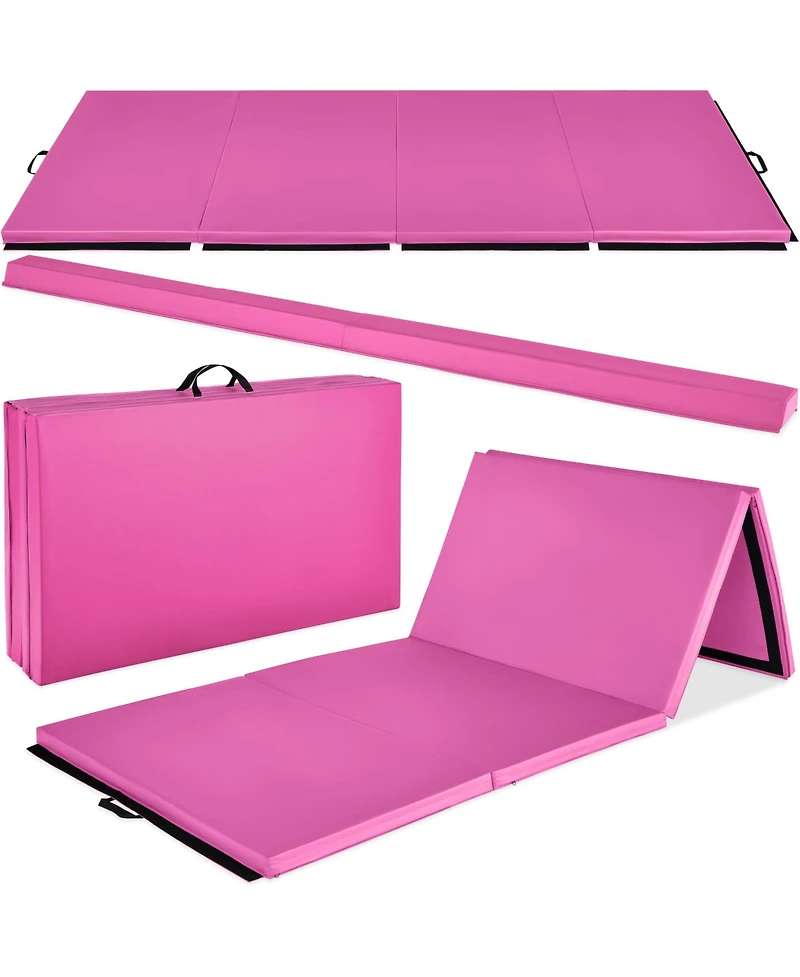 Best Choice Products 10ftx4ftx2in Folding Gym Mat 4-Panel w/ Carrying Handles & Balance Beam