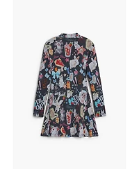Desigual Girls's Long sleeve cat skater dress