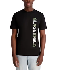Karl Lagerfeld Paris Men's Short Sleeve Metallic Logo Crewneck T-Shirt