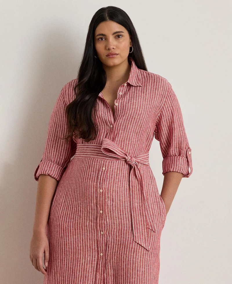 Lauren Ralph Plus Linen Shirtdress