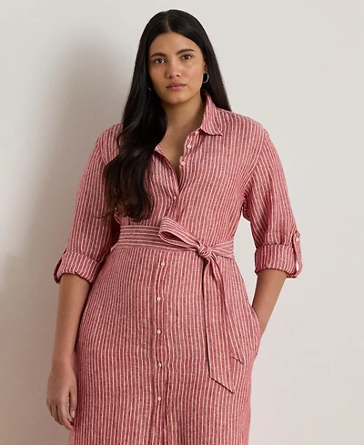 Lauren Ralph Plus Linen Shirtdress