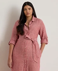 Lauren Ralph Plus Linen Shirtdress
