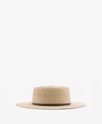 Mango Women's Contrasting Ribbon Natural Fiber Hat