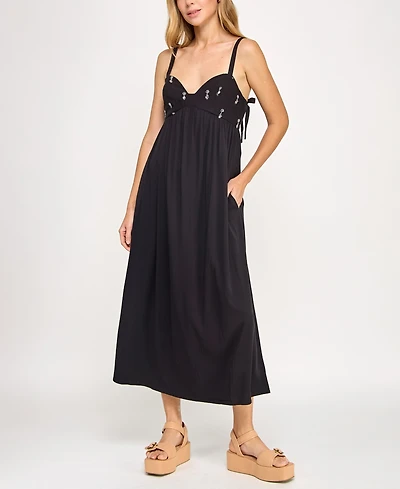 Beauty & Grace Juniors' Embellished Sleeveless Maxi Dress