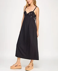 Beauty & Grace Juniors' Embellished Sleeveless Maxi Dress