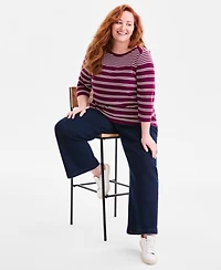 Style & Co Plus Printed Pima Cotton 3/4-Sleeve Top, Exclusively at Macy's