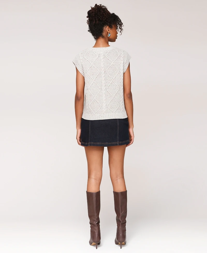Avec Les Filles Women's Cable Knit Button-Front Vest