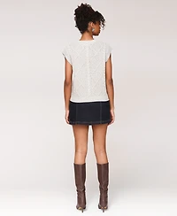 Avec Les Filles Women's Cable Knit Button-Front Vest