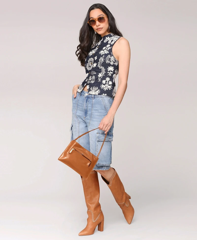 Avec Les Filles Women's Soutache Denim Button-Front Vest