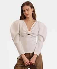 Avec Les Filles Women's Exaggerated-Sleeve Bow Top