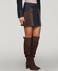 Avec Les Filles Women's Faux-Leather-Trim Western Mini Skirt