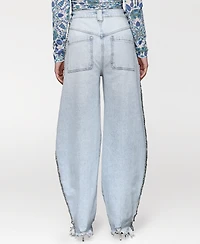Avec Les Filles Women's Chain-Trim Barrel Leg Jeans
