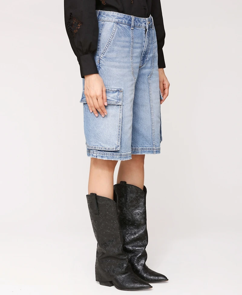 Avec Les Filles Women's Baggy Denim Cargo Shorts