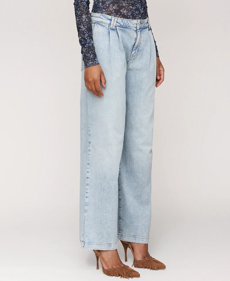 Avec Les Filles Women's Pleat-Front Wide-Leg Jeans