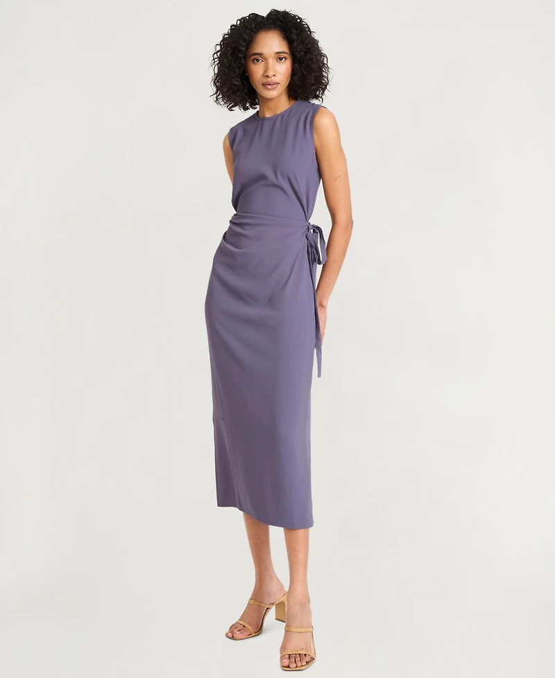 Luxely Women's Crepe Sleeveless Midi Sheath Dress