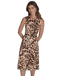 Halston Women's Printed Scuba Crepe A-line Dress