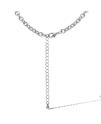 Jessica Simpson Silver-Tone Pave Crystal Heart Lock Necklace