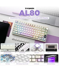 Yunzii AL80 Wireless Mechanical Keyboard,Full Aluminum Cnc, Smart Lcd Display,Hot Swappable Gasket Mount 75% Layout (Beige