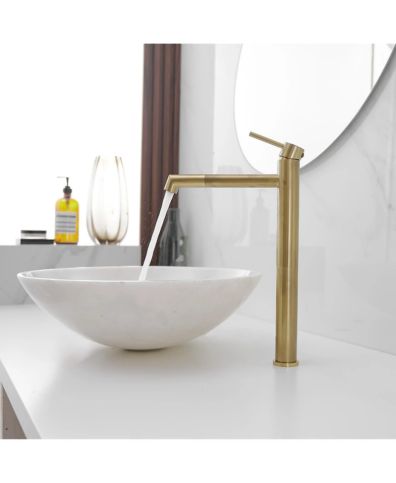 Greenspring Single Hole Handle Bathroom Vessel Sink Faucet With Supply Hose Black Gold